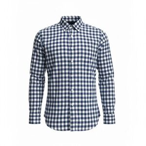 The Mens Store Shirt Large L Blue Gingham Slim Fit Stretch Button Down